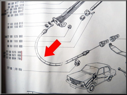 Front handbrake cable – Renault 12 – OEM 7700521899
