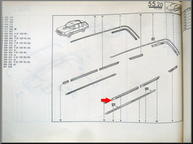 Joint en caoutchouc de porte avant gauche – Renault 18 – OEM 7704000314 – NOS