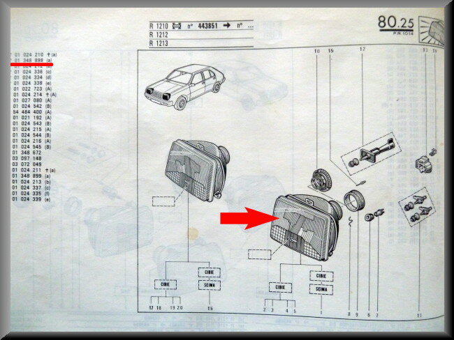 Phare gauche – Renault 14 - Renault Rodeo 6 (Bilux phase 1) – OEM 7701348899 – NOS