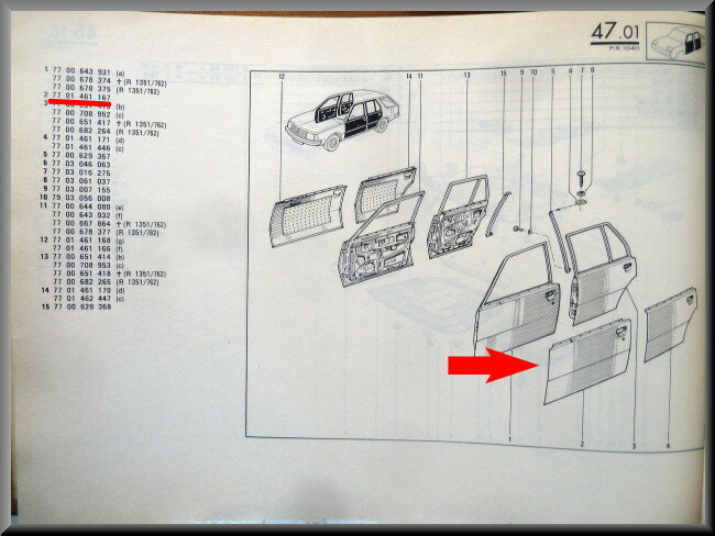 Deurplaat voorzijde links – Renault 18 – OEM 7701461167 – NOS