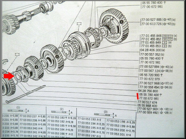 Rondelle d'arrêt pignons arbre secondaire – Renault 12 - Renault 16 – OEM 0555780400