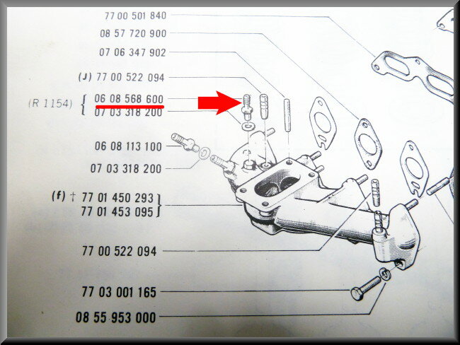 Raccord de dépression pour tuyau de servofrein – Renault 16 TX, TS – OEM 0608568600