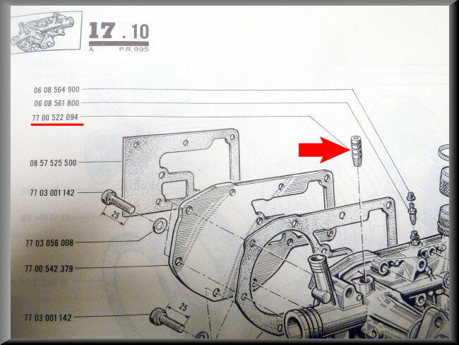 Water hose connection in water pump – Renault 16 – OEM 7700522094