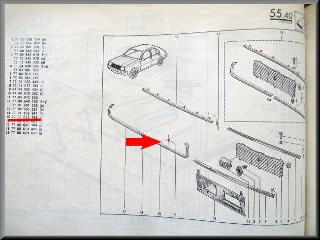 Grill lijst links – Renault 14 – OEM 7700631163 – NOS