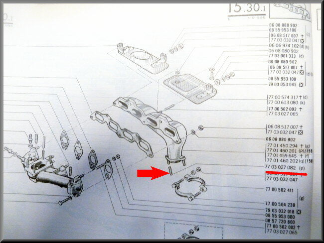 Extrémité tube collecteur – Renault 16 TS, TX après 1976 – OEM 7703027082