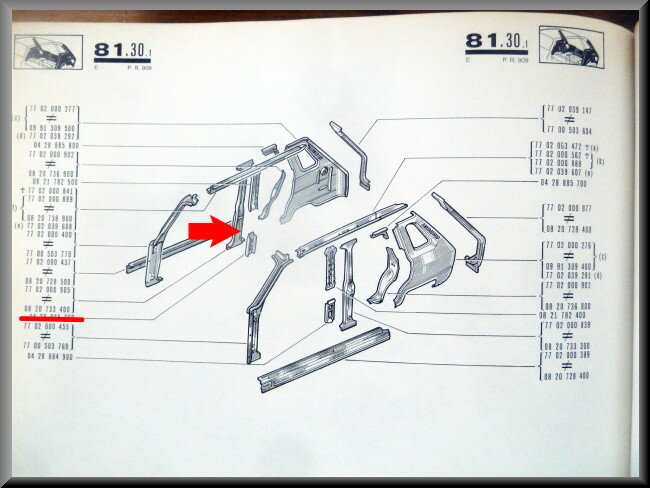 B-pillar right – Renault 6 – OEM 0820733400 – NOS