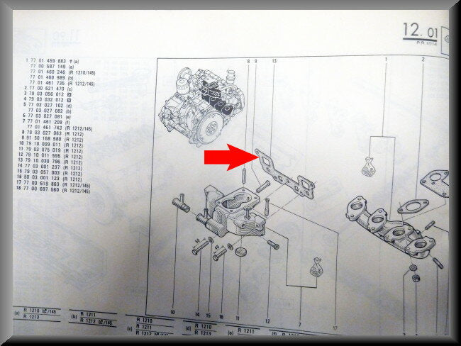 Joint de collecteur d'admission – Renault 14 – OEM 7910030796 – NOS