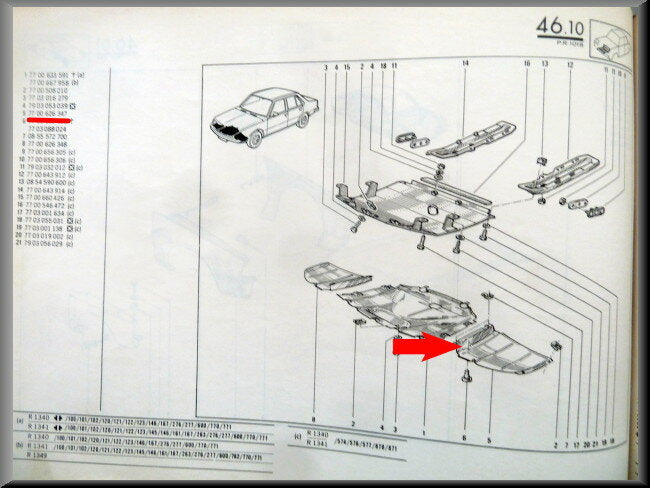 Bodemplaat voorzijde links – Renault 18 – OEM 7700626347 – NOS