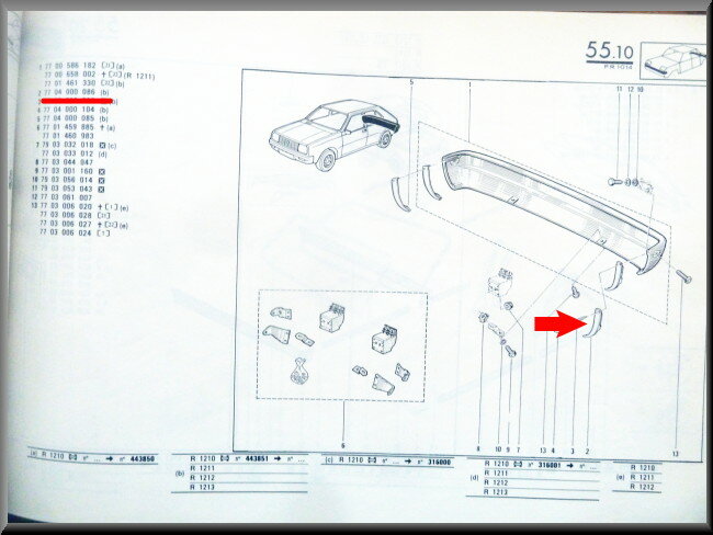 Cache de protection pare-chocs arrière gauche – Renault 14 – OEM 7704000086 – NOS
