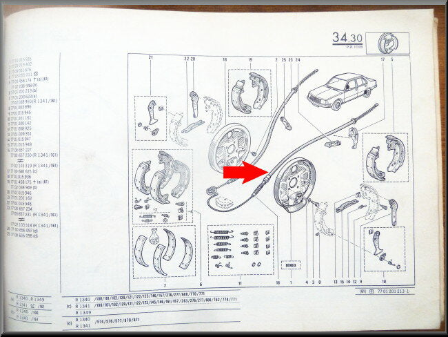 Handremkabel achter links – Renault 18 – OEM 7704657227 / 7700657227 – NOS