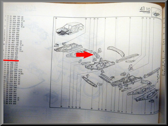 Chassis onderdeel rechts – Renault 18 – OEM 7700631681 – NOS