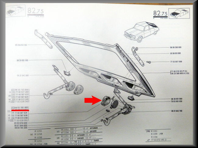Cache-charnière de hayon gauche (GRIS) – Renault 16 – OEM 0855705900