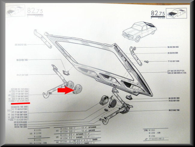 Cache-charnière de hayon droit (Noir) – Renault 16 – OEM 7700638092