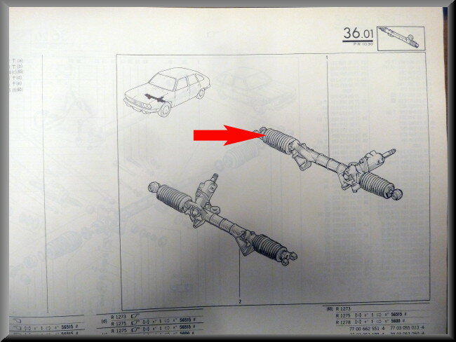 Crémaillère de direction – Renault 30 - Renault 20 – OEM 7701461094 – NOS