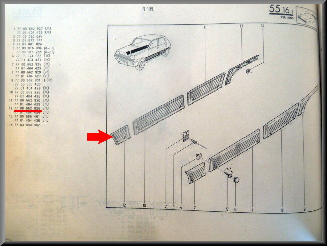 Front right wing trim – Renault 5 (3-door) – OEM 7700662926 – NOS