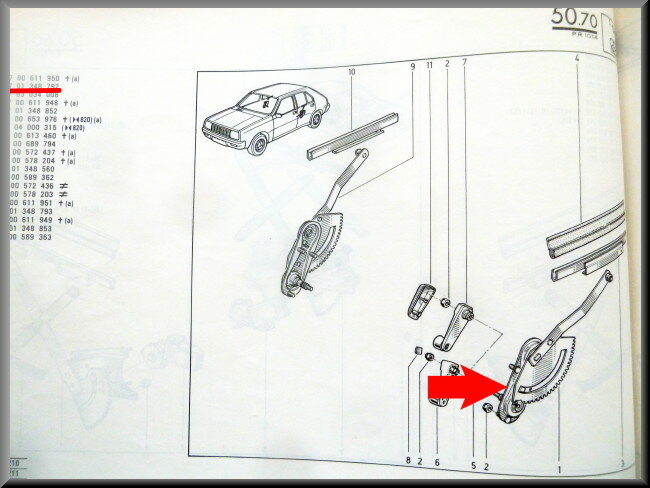 Mécanisme de vitre arrière gauche – Renault 14 – OEM 7701348792 – NOS