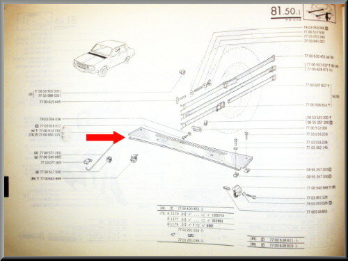 Paravanplaat – Renault 12 – OEM 7700513731A (New Old Stock) – NOS