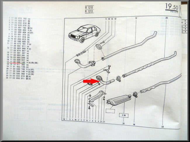 Pot d'échappement – Renault 14 – OEM 7700590143
