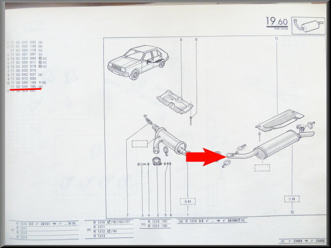 Silencieux d'échappement – Renault 14 – OEM 7700645785