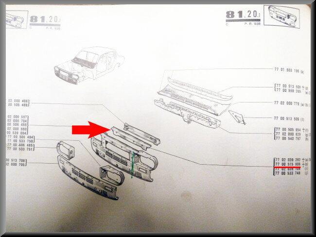 Dwarsbalk voorzijde – Renault 12 – OEM 7700515808 – NOS