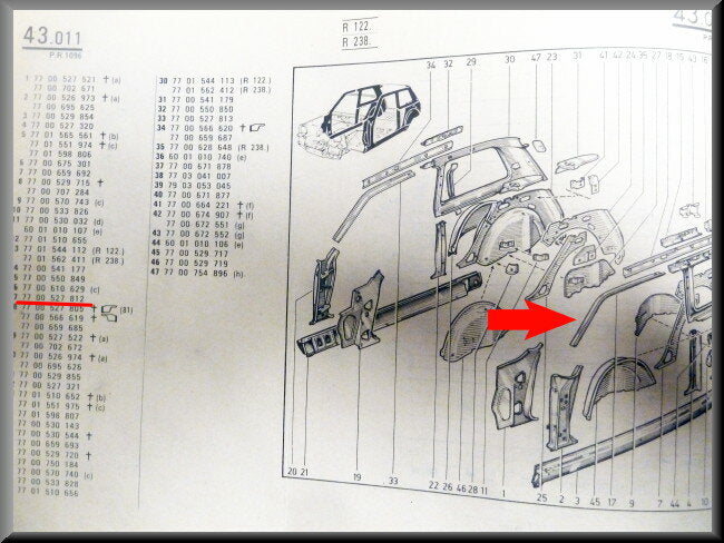 Moulure de toit gauche – Renault 5 – FEO 7700527812