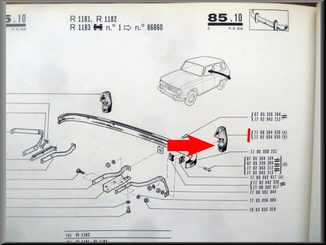 Tampon pare-chocs arrière gauche – Renault 6 – OEM 7700504639 – NOS