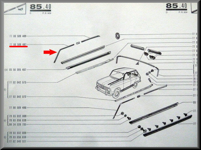 Daklijst voorzijde rechts – Renault 6 – OEM 7700509487