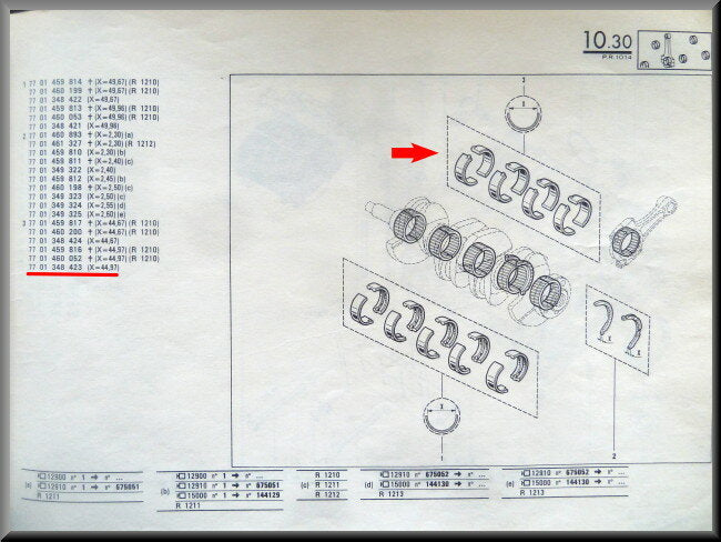 Drijfstanglagers (X=44,97) – Renault 14 – OEM 7701348423 – NOS