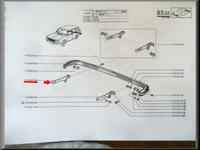 Support de pare-chocs arrière droit – Renault 12 Break – OEM 7700587468