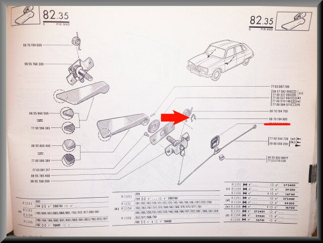 Clip de tringle de guidage – Renault 16 – OEM 0855693900