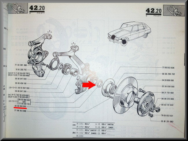 Ring voorraslager – Renault 16 L, TS – OEM 0608084600