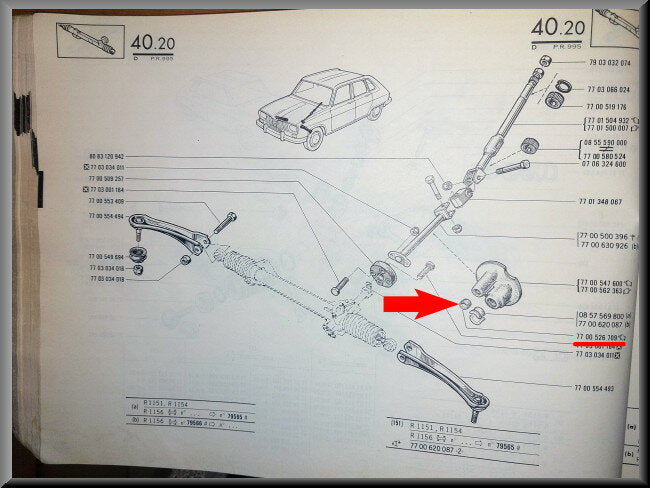 Douille de guidage, colonne de direction – Renault 16 – OEM 7700526709