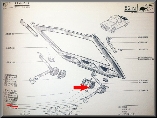 Spring tailgate hinge – Renault 16 – OEM 0555976600