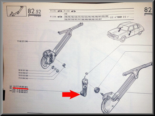 Window crank (latest models) – Renault 16 – OEM 7700500081 / 770050008