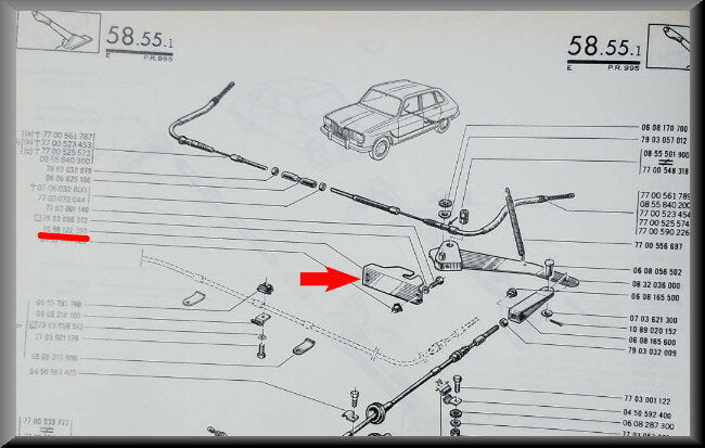 Handbrake bracket mounting – Renault 16 – OEM 0856122700