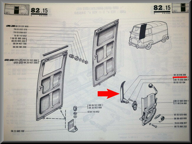 Poignée de porte Renault – Renault Estafette – OEM 0830018300