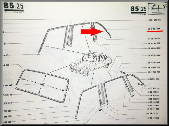 Sierstrip C stijl rechts – Renault 16 – OEM 0821653800