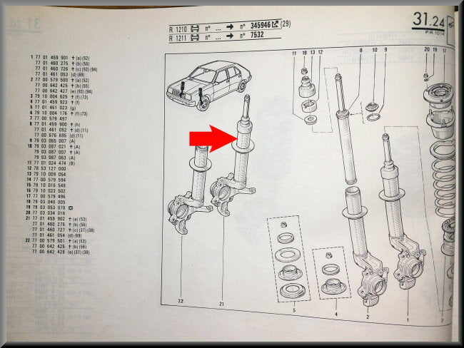 Jambe de force droite avec amortisseur – Renault 14 – NOS