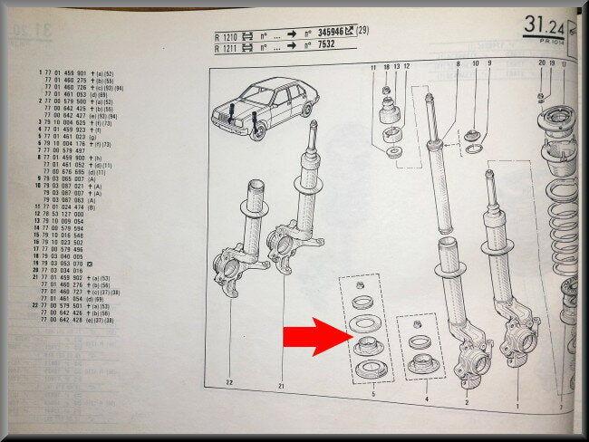 Montageset veerpoot – Renault 14 – NOS