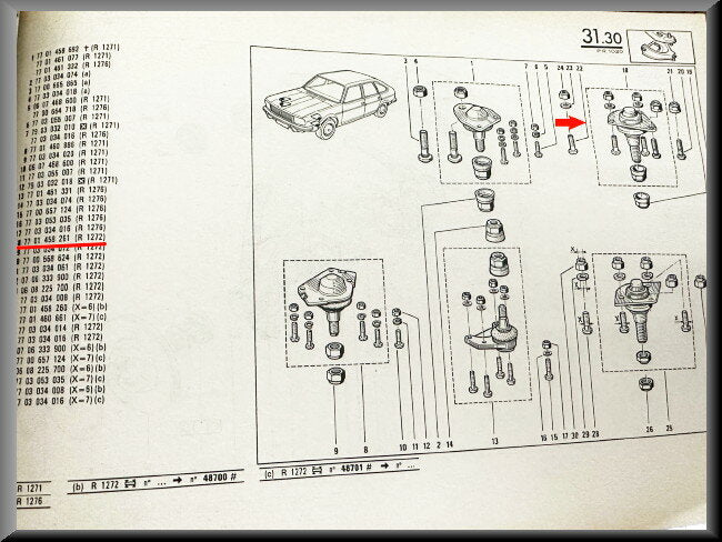Fuseekogel – Renault 20 - Renault 30 – OEM 7701458261