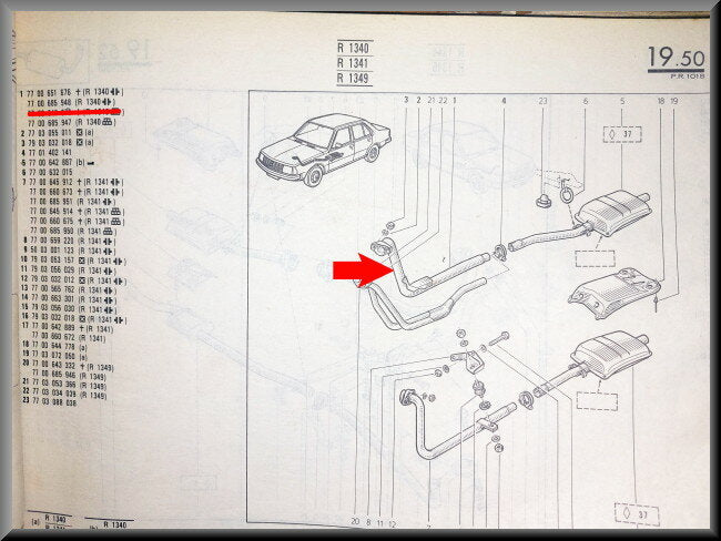 Pot d'échappement – Renault 18 - Renault Fuego – OEM 7700685948 – NOS