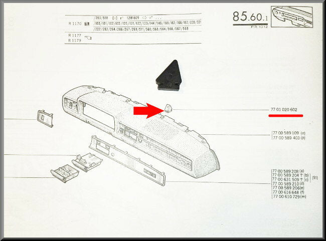 Clip dashboard – Renault 12 – OEM 6000046740 / 7701020602