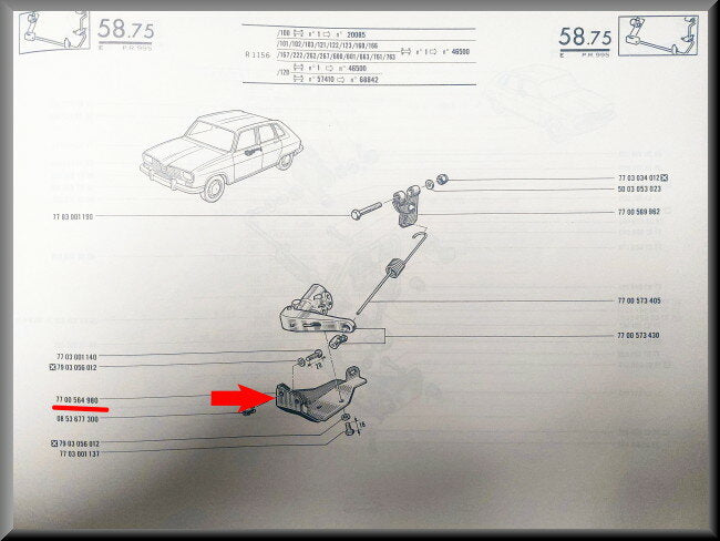 Steun remdrukverdeler – Renault 16 TX (1973-1976) – OEM 7700564980