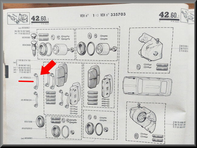 Remklauwhouder veer – Renault 16 (1150)– OEM 0855832300
