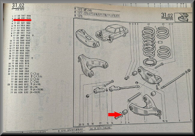 Silent bloc de bras de suspension – Renault 20 - Renault 30 – OEM 7701348359 / 7700691528 – NOS