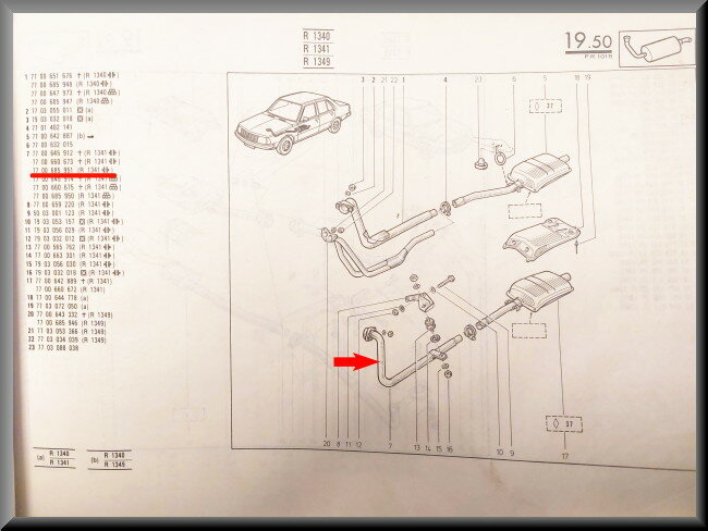 Pot d'échappement – Renault 18 - Renault Fuego – OEM 7700685951 – NOS