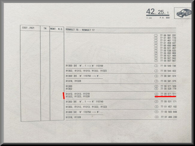 Partie avant avec boîtier de phare droit – Renault 15 - Renault 17 – OEM 7701461111 – NOS