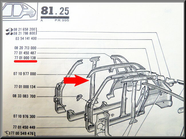 B-pillar right – Renault 16 – OEM 7701000138
