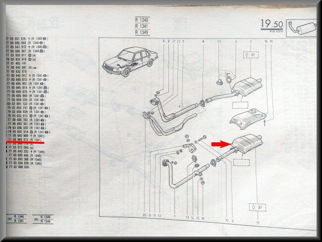 Exhaust muffler – Renault 18 – OEM 7700660672 – NOS