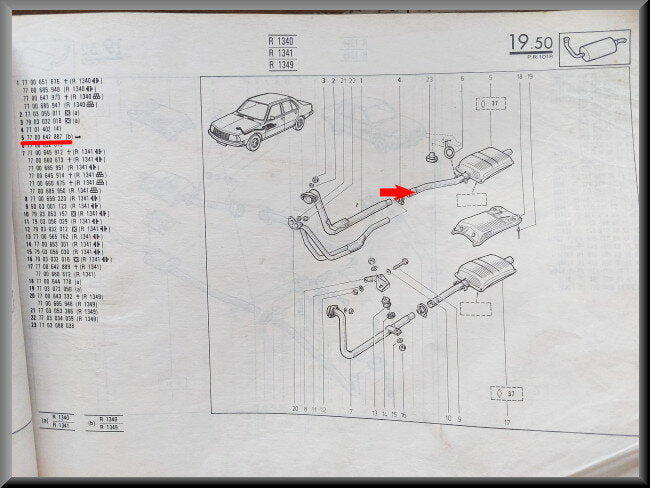 Uitlaat demper – Renault 18 – OEM 7700642887 / 7700686252 – NOS
